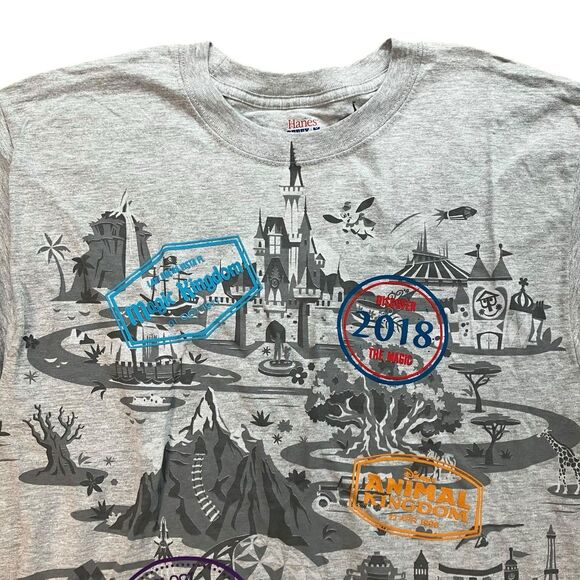 Disneyland T-Shirt Mens M Grey Park Map Magic Animal Kingdom Epcot Attractions - Picture 2 of 8
